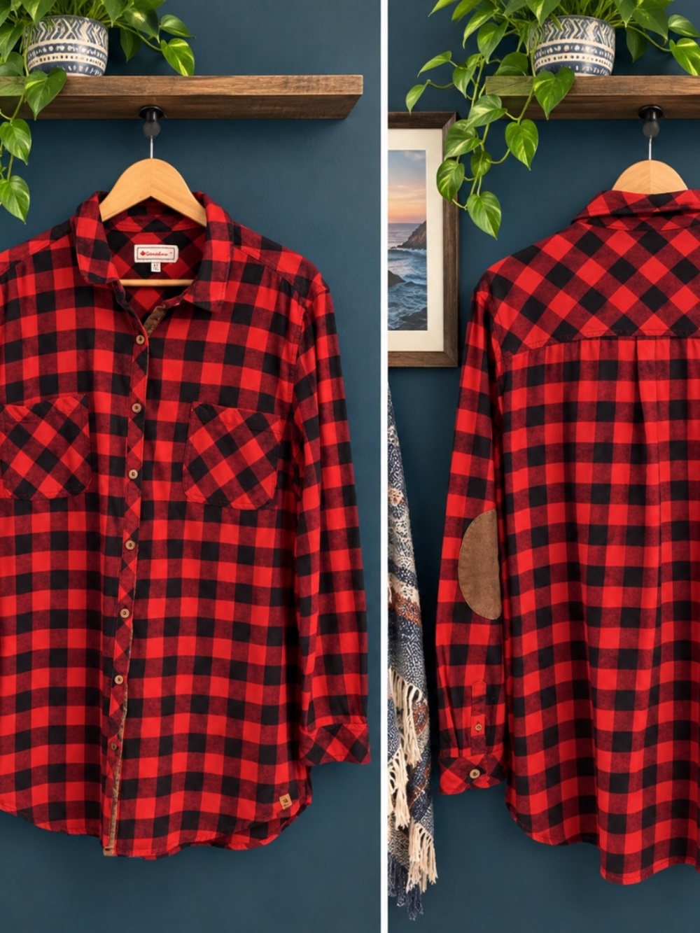 Flannel Shirt-Canadiana-Women's SZ XL- Buffalo Plaid Red/Black